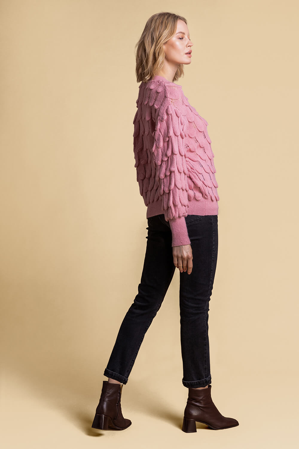 Rose Scallop Textured Knit Jumper, Image 2 of 5