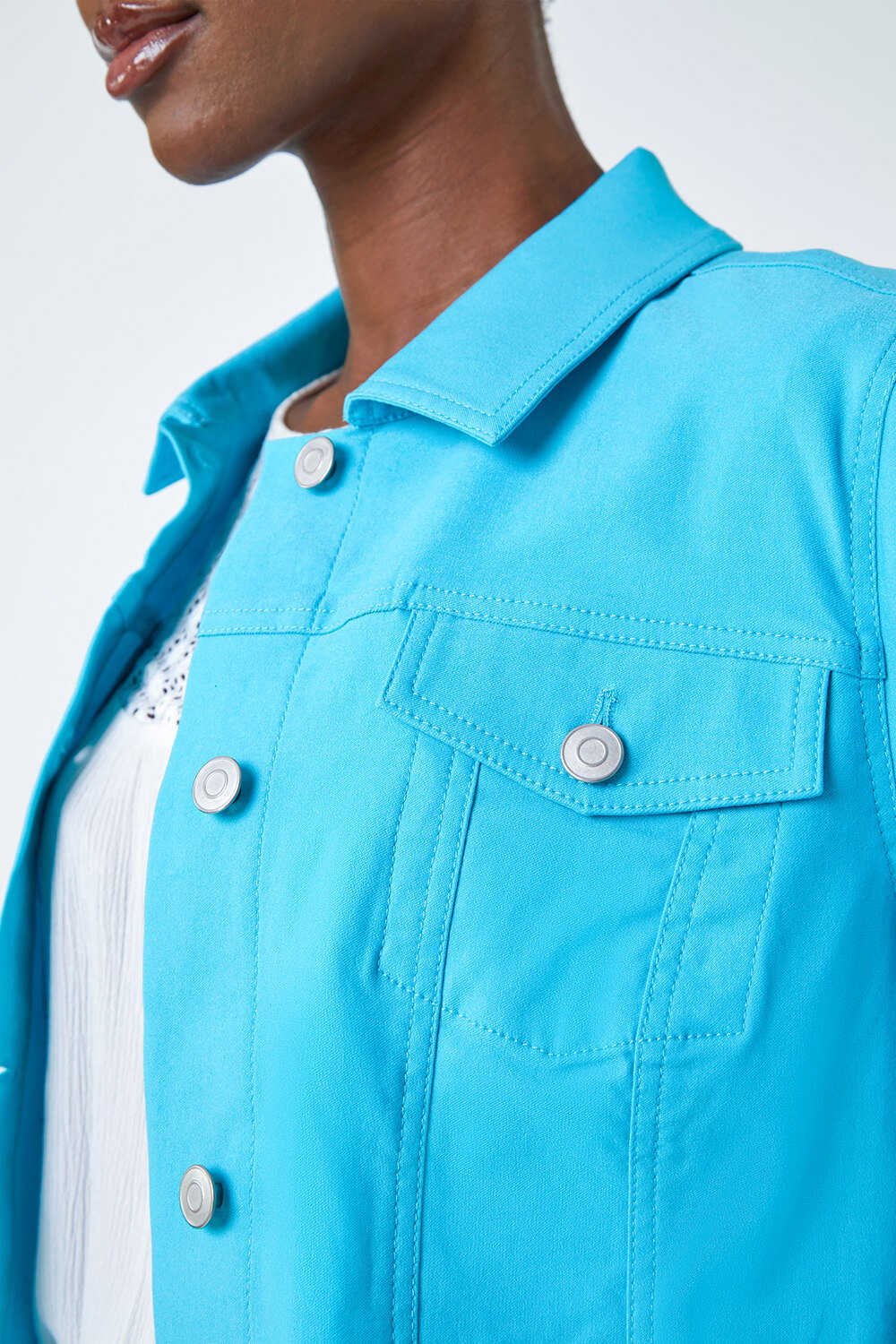 Turquoise Stretch Pocket Detail Jacket, Image 5 of 5