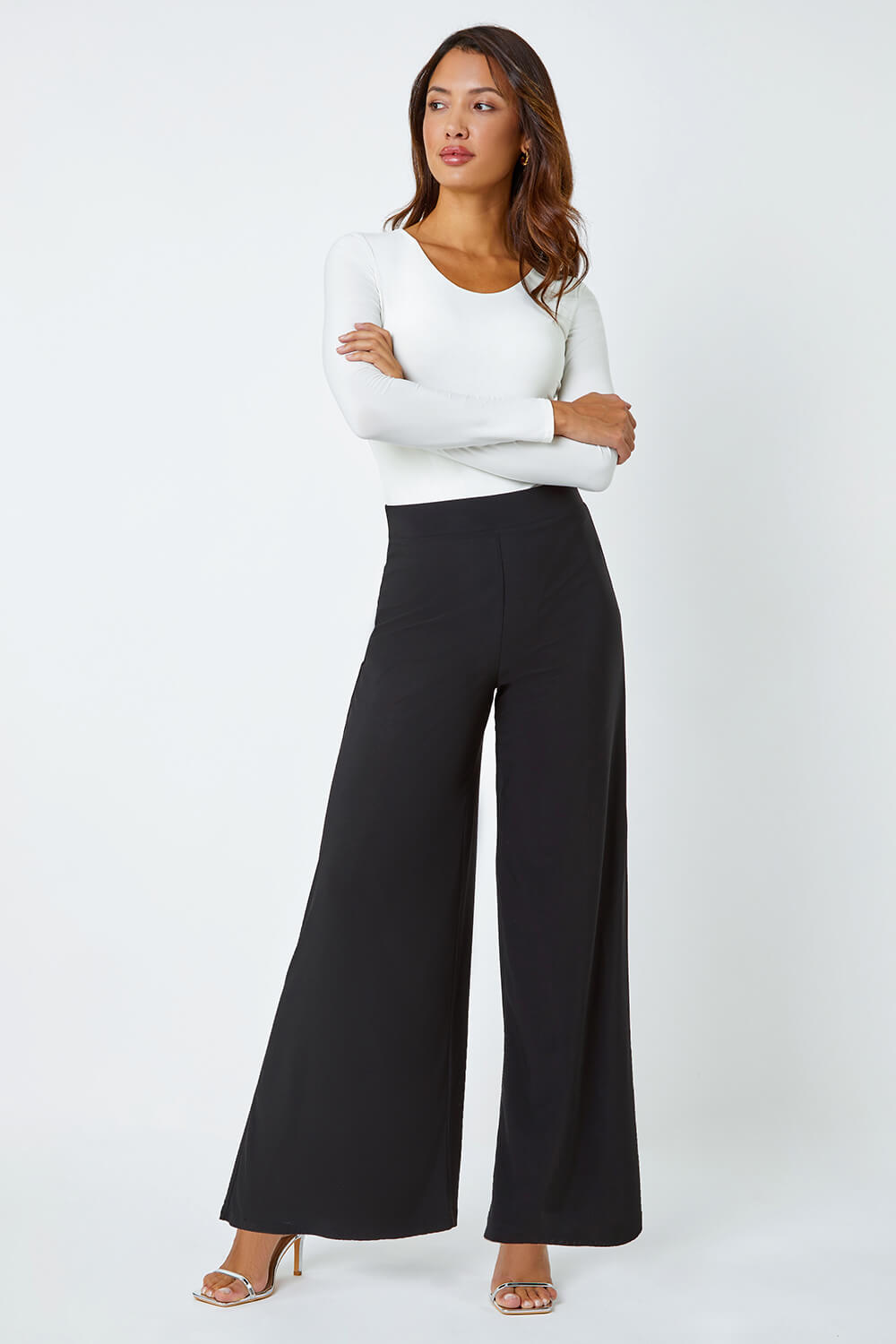 Ruched High Waist Pleated Wide-Leg Pants in Magenta
