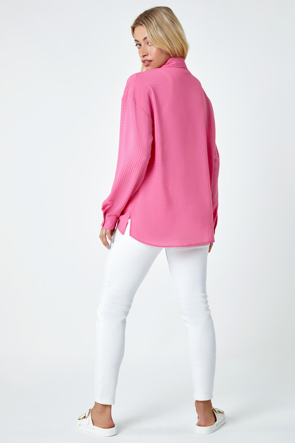 Pink Oversized Woven Button Up Shirt | Roman UK