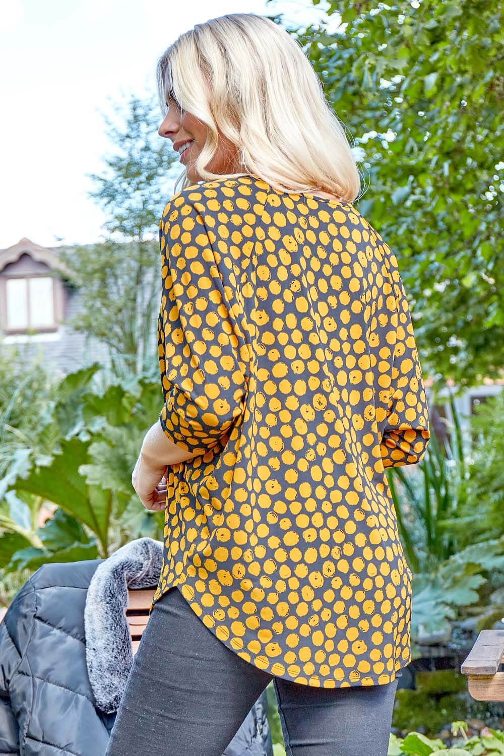 Amber Spot Print Round Neck Tunic Top, Image 2 of 4