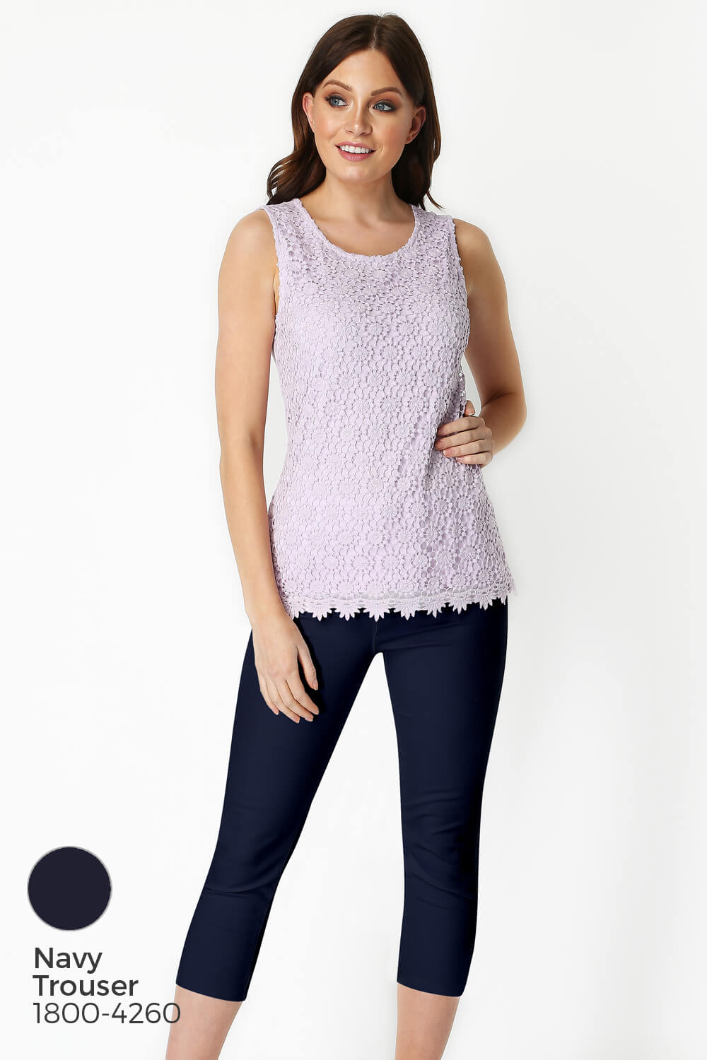 Lilac Lace Front Jersey Vest Top, Image 8 of 8