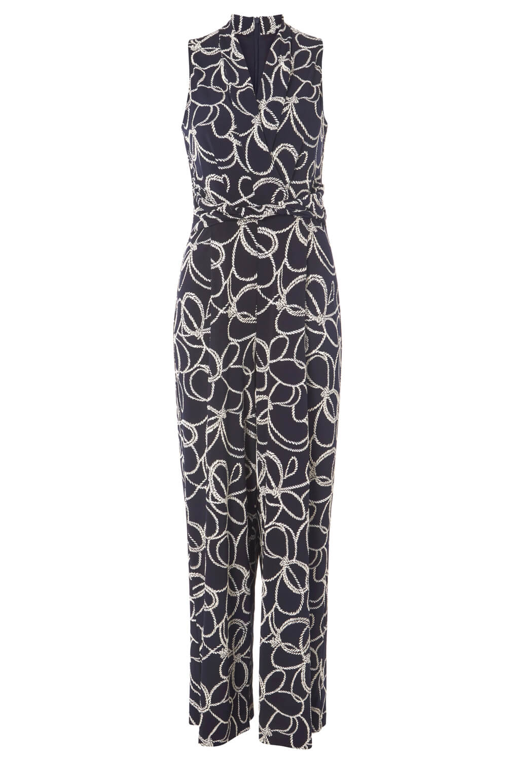 Navy  Nautical Rope Print Jumpsuit, Image 4 of 4