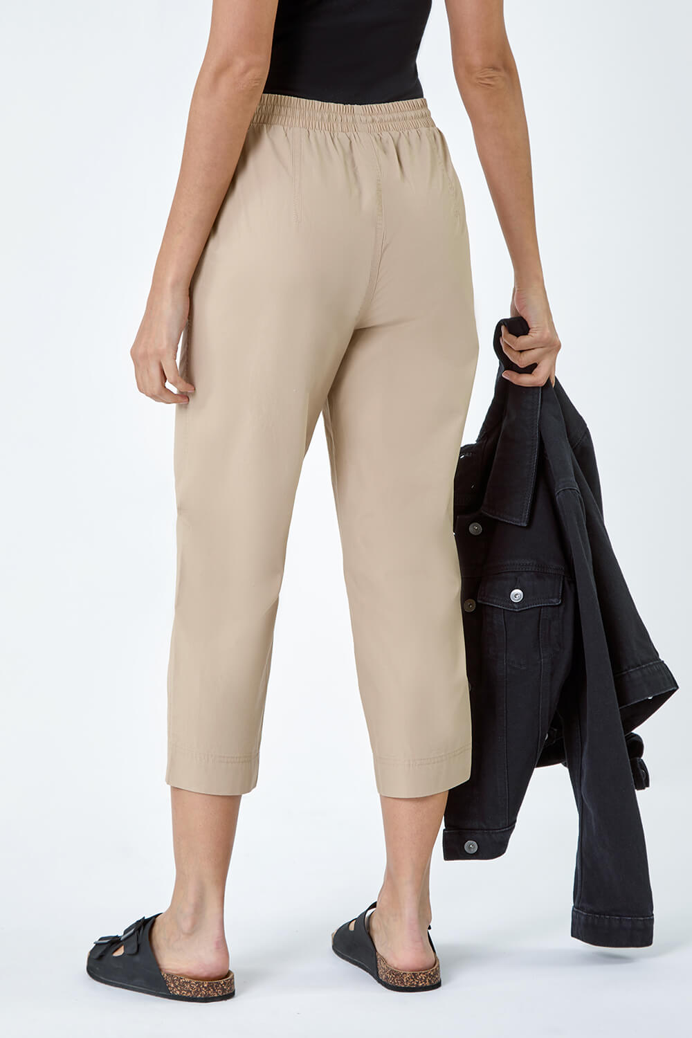 Natural  Cotton Cropped Cargo Trousers, Image 3 of 5
