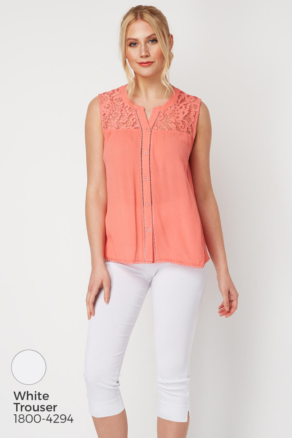 CORAL Lace Insert Button Up Blouse, Image 5 of 8