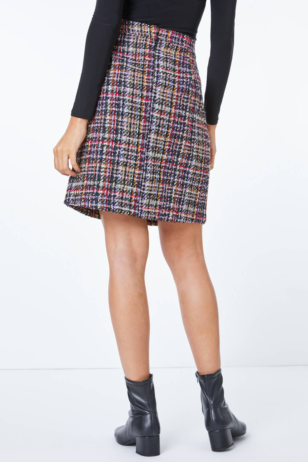 Multi  Textured Check Mini Skirt, Image 3 of 5
