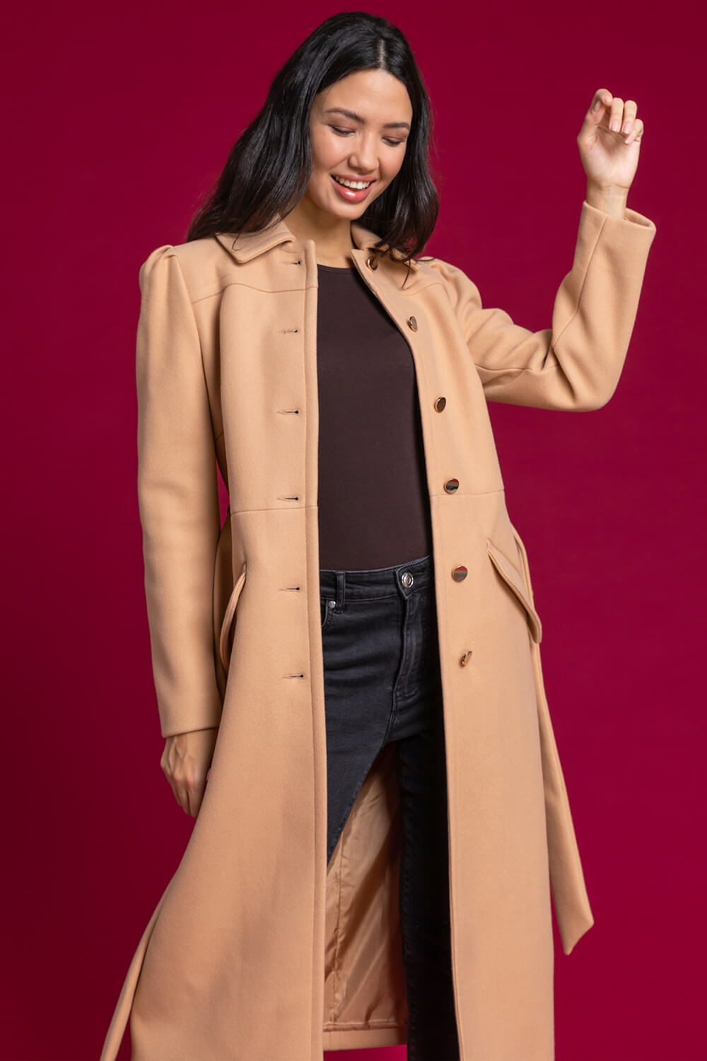 Collared Longline Belted Coat