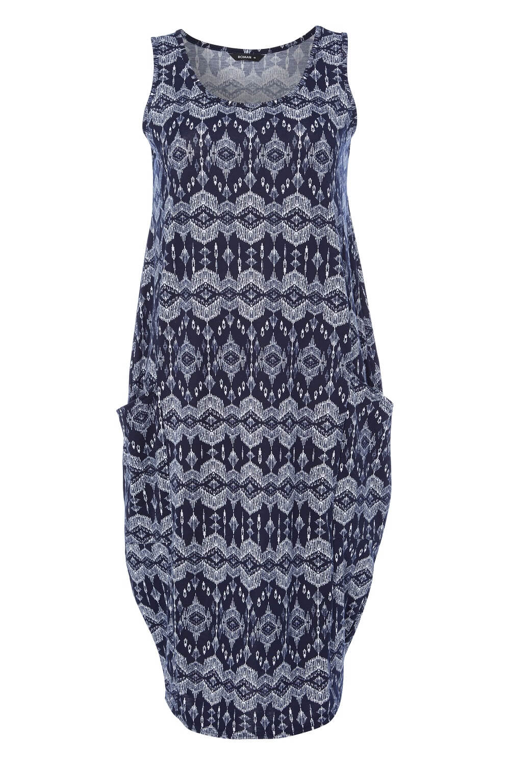 Navy  Slouch Pocket Cocoon Dress, Image 4 of 4