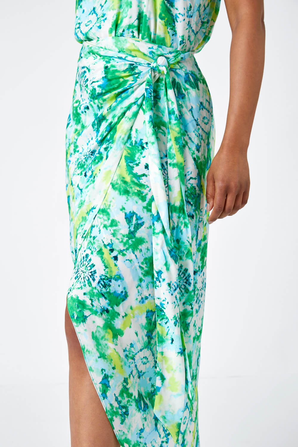 Lime Petite Tie Dye Wrap Around Skirt, Image 5 of 5