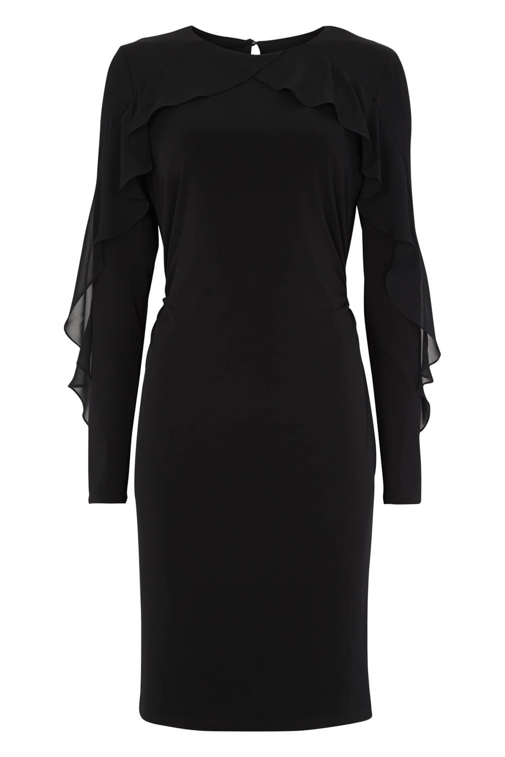 Black Chiffon Ruffle Sleeve Dress, Image 4 of 4