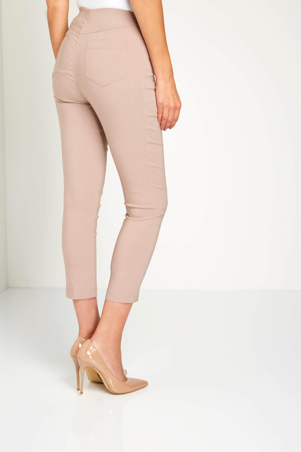 Taupe 3/4 Length Stretch Trouser, Image 2 of 4