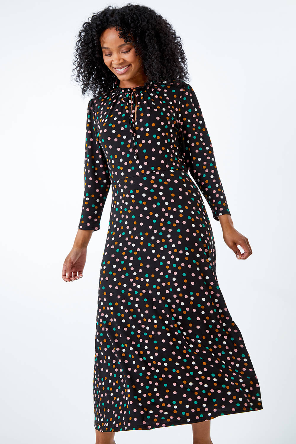 oasis foil spot midi dress