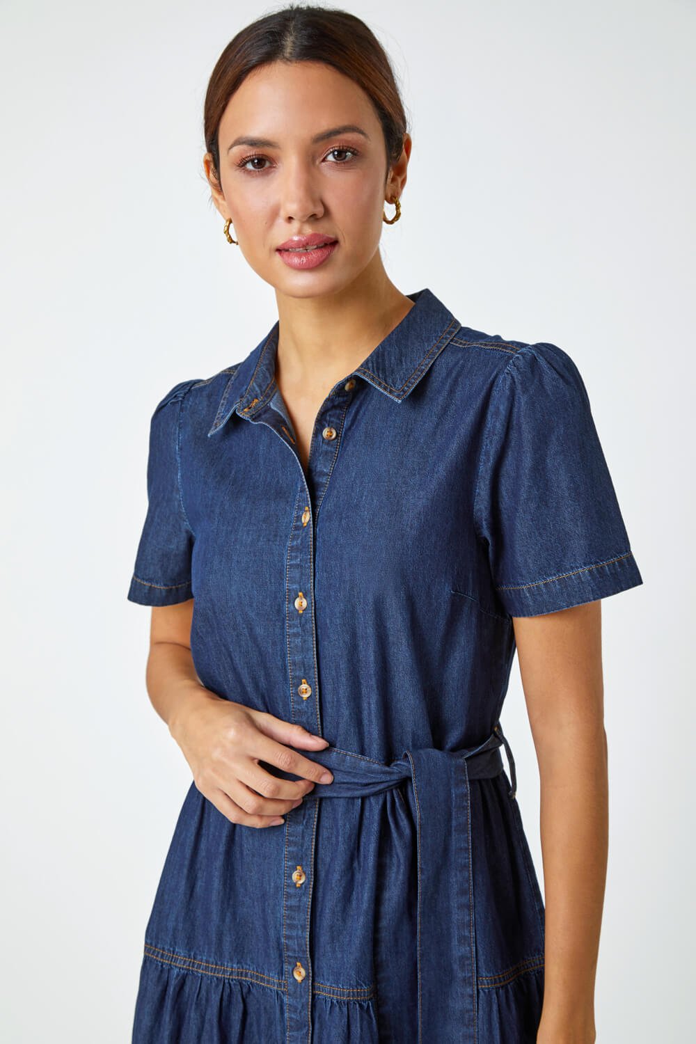 Tiered cotton midi store dress