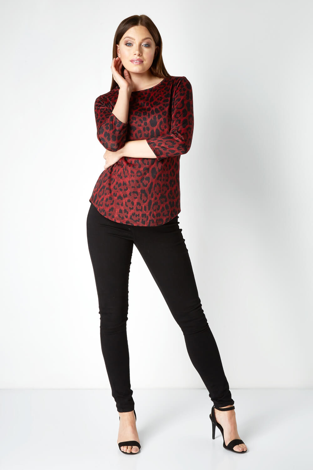 Animal Leopard Print Top in Red - Roman Originals UK