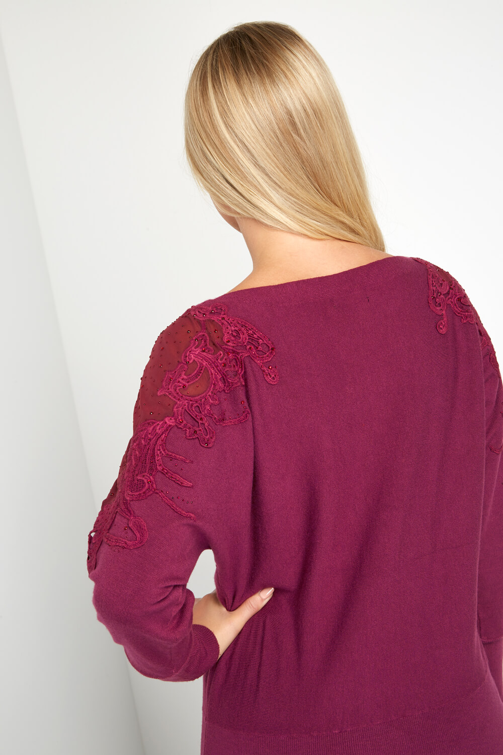 Red Lace Detail Jumper, Image 4 of 4