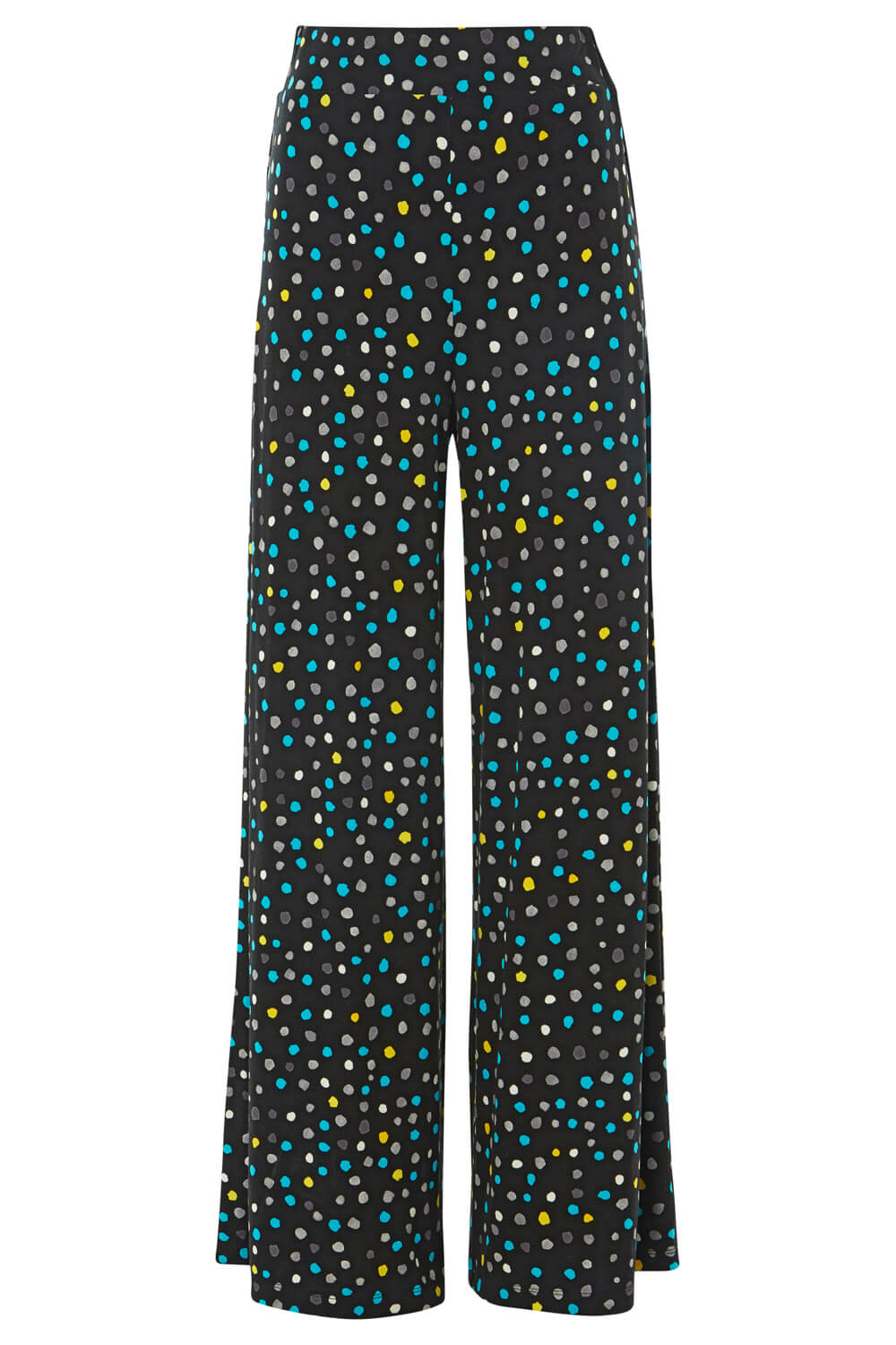Black Spot Print Wide Leg Trousers, Image 4 of 4