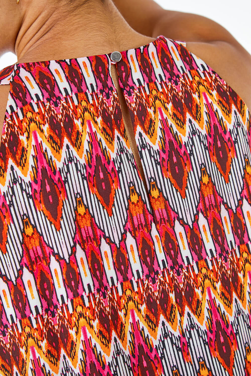PINK Petite Tribal Print Halterneck Shift Dress, Image 5 of 5