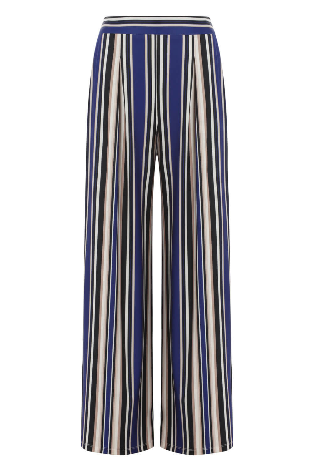 Blue Stripe Ribbed Palazzo Trousers , Image 5 of 5