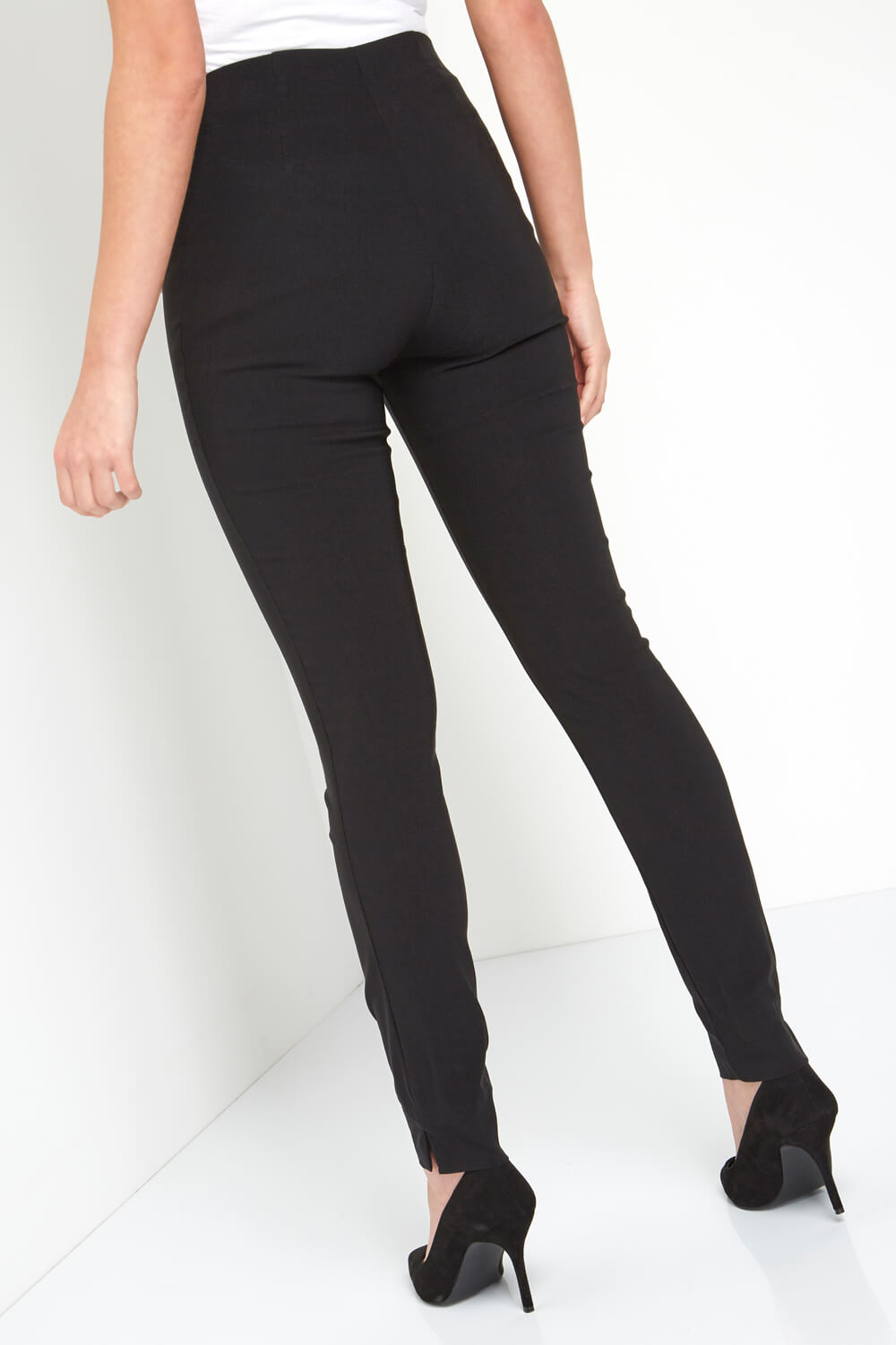Black Full Length Stretch Trousers, Image 2 of 3