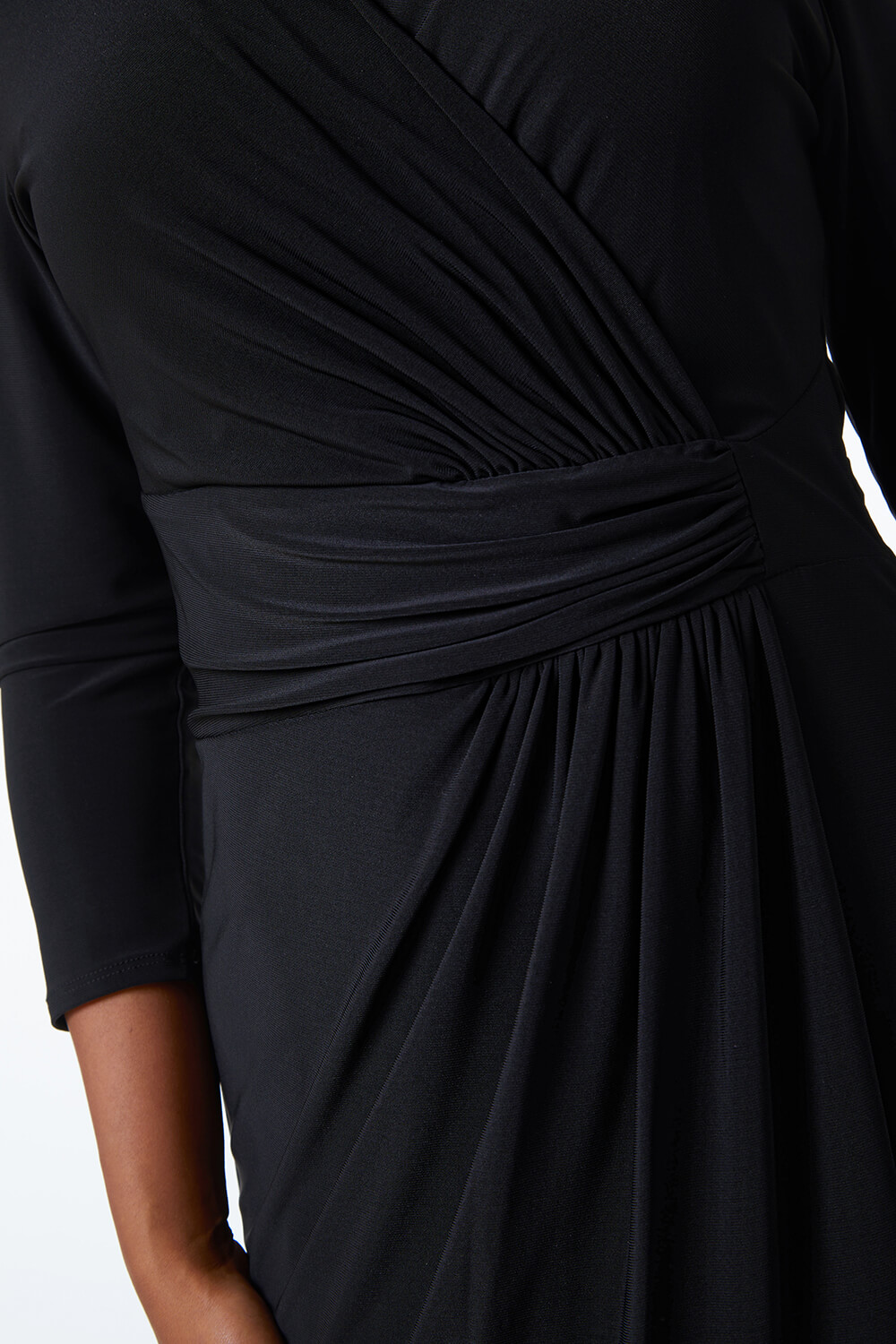 Black Petite Midi Wrap Dress, Image 5 of 5