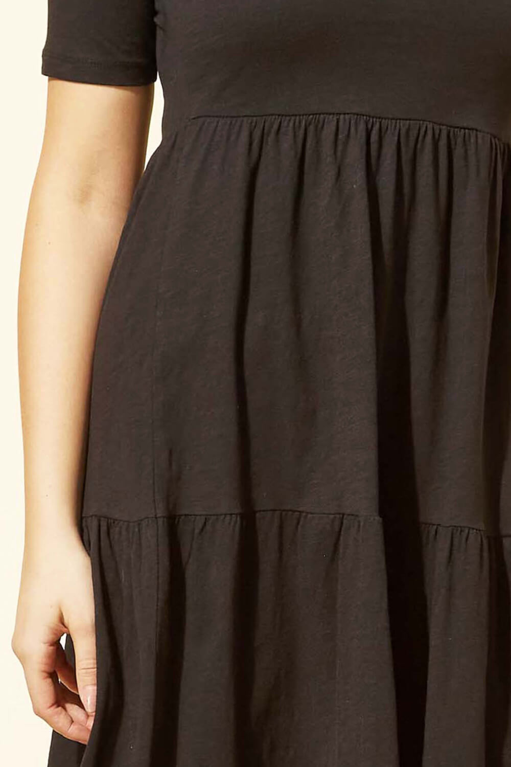 Black Tiered Jersey Midi Dress, Image 4 of 4