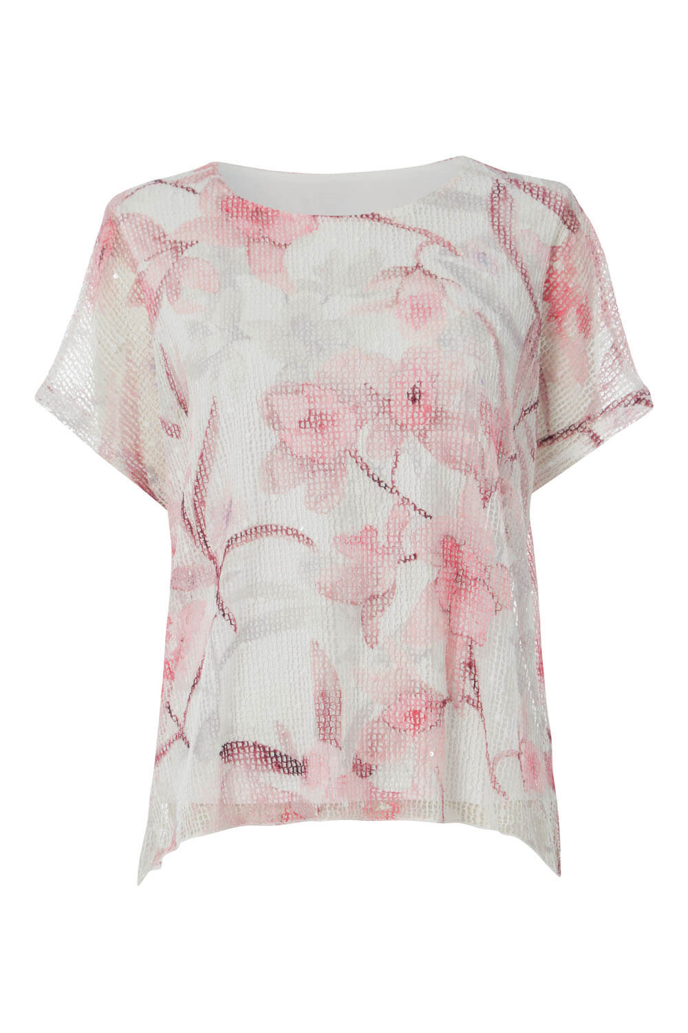 PINK Mesh Overlay Floral Top, Image 5 of 5