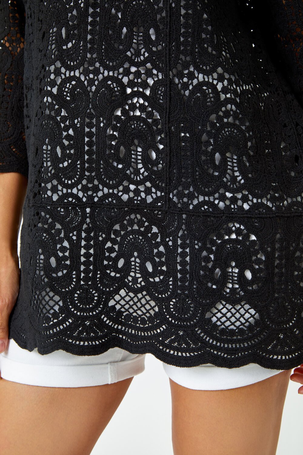Black Cotton Crochet Tunic Top, Image 6 of 6