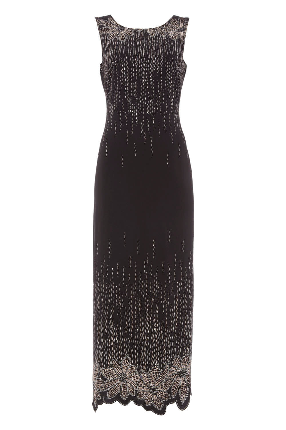 Glitter Detail Floral Maxi Dress in Black - Roman Originals UK