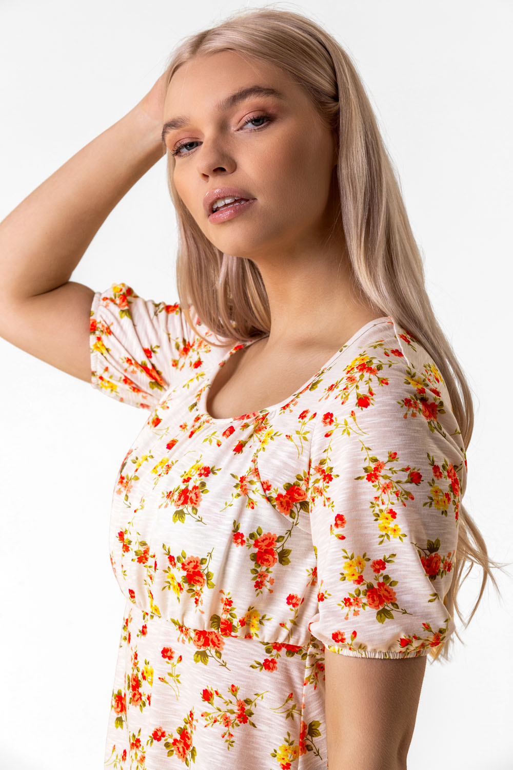 Floral Print Gathered Front Top