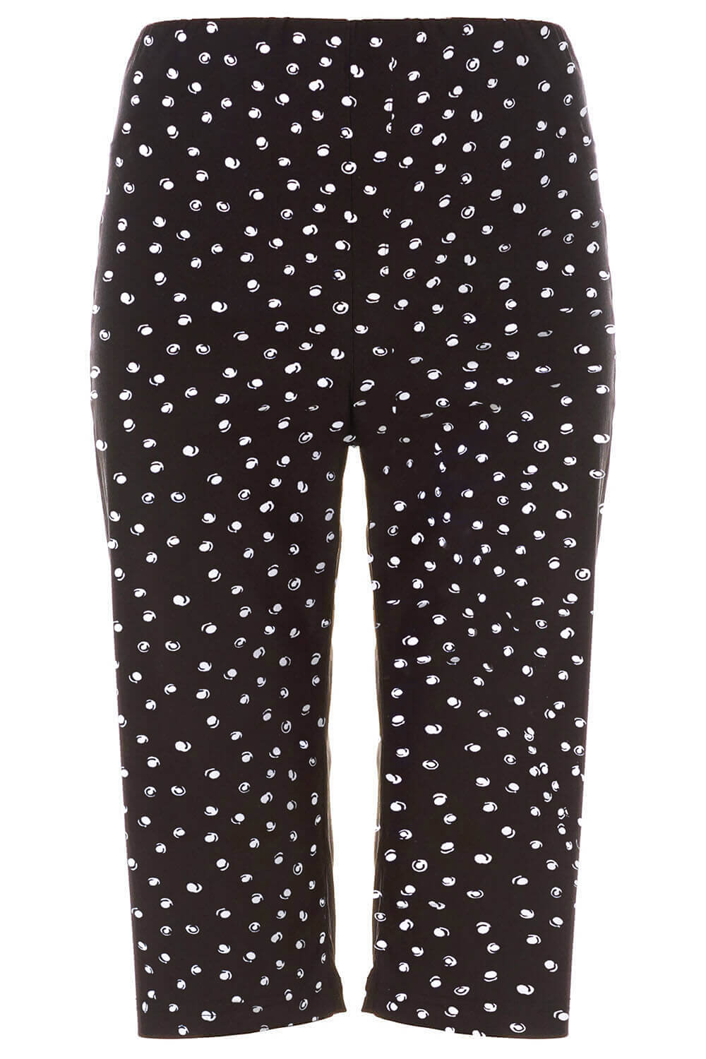 Black Polka Dot Stretch Knee Length Shorts, Image 4 of 4