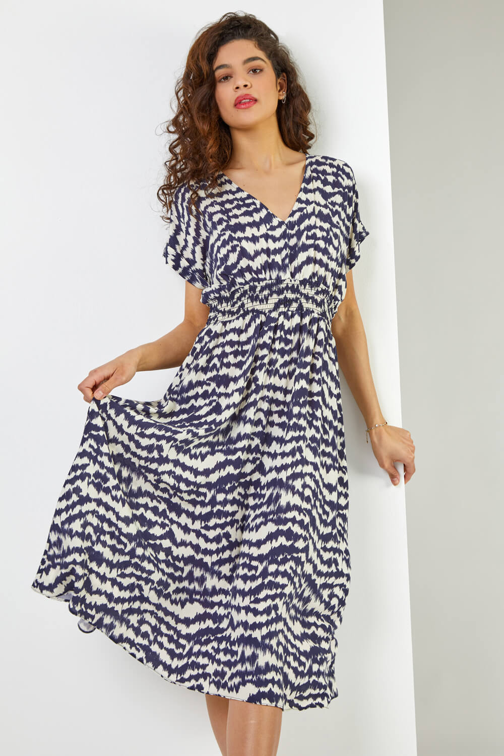 Abstract Print Fit & Flare Dress