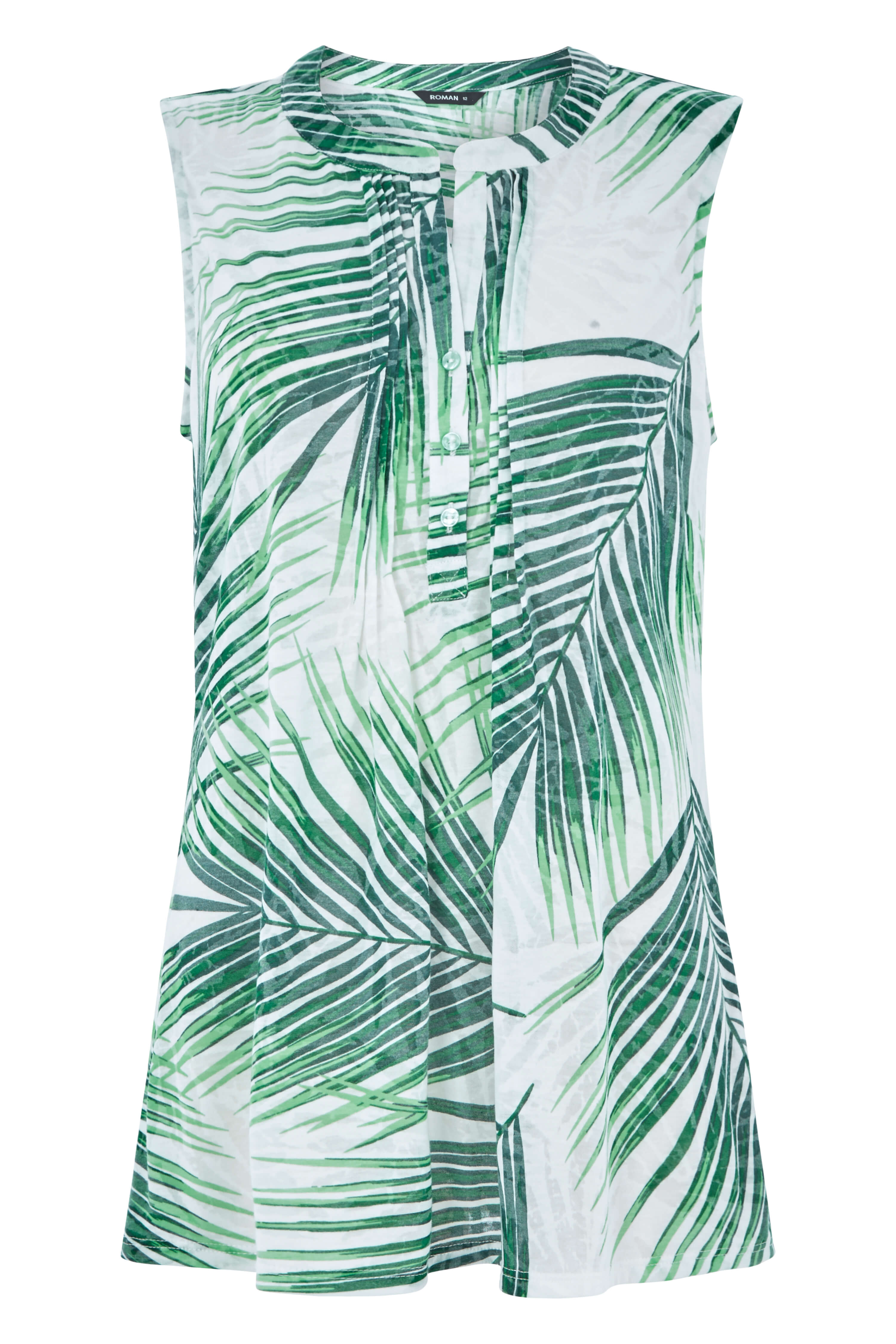 Palm Print Jersey Top in Emerald - Roman Originals UK