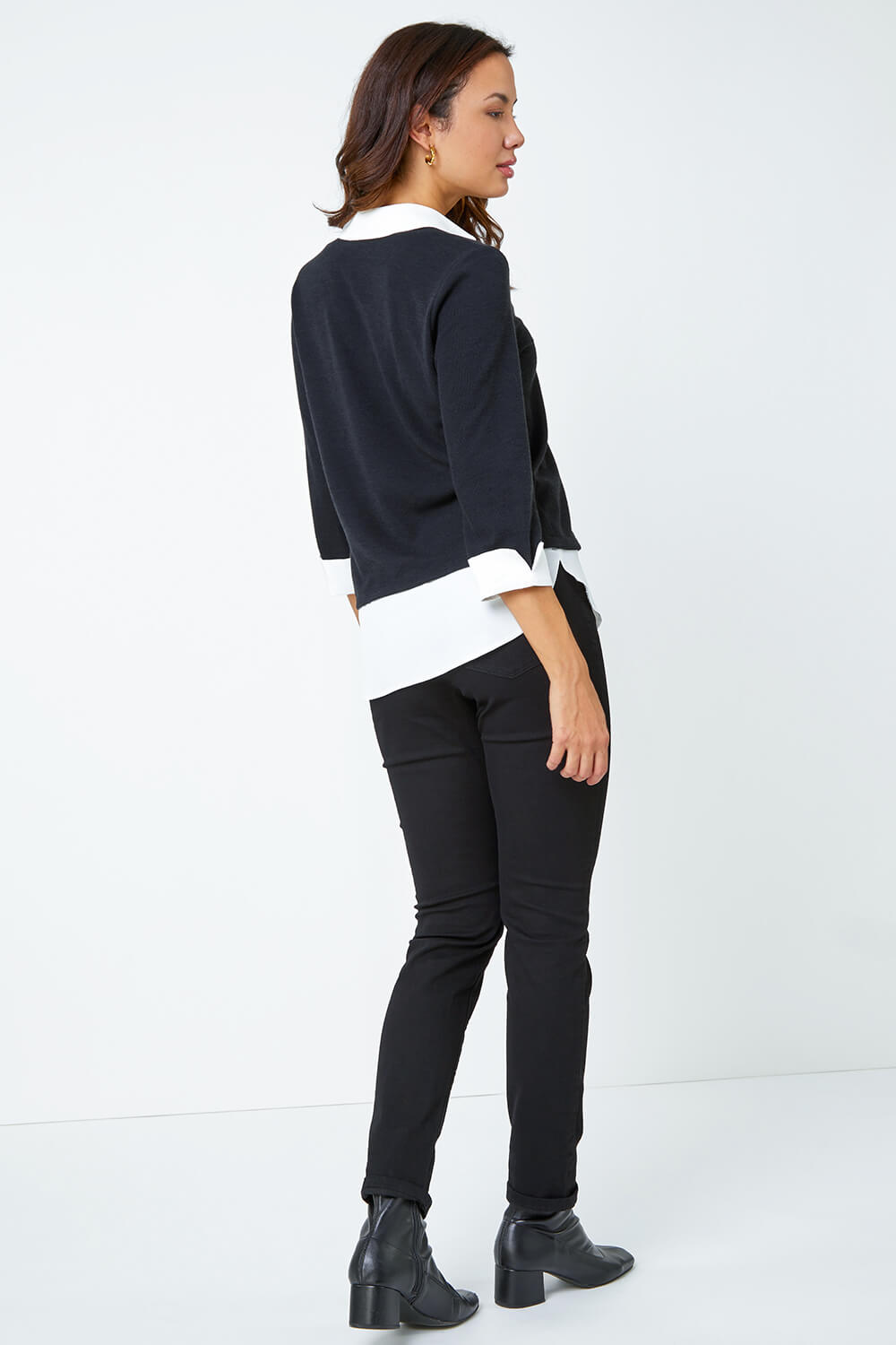Ivory  Relaxed Contrast Shirt Top, Image 3 of 5