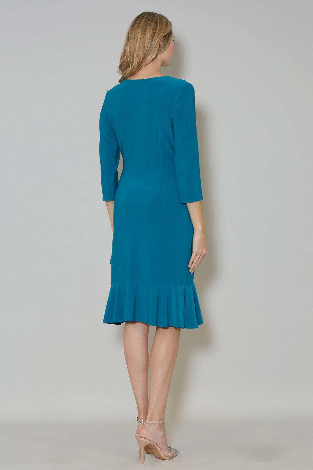 Teal Julianna Ruched Side Wrap Dress, Image 2 of 3