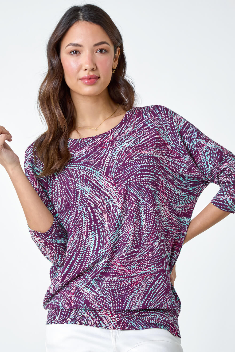 Abstract Stretch Blouson Top