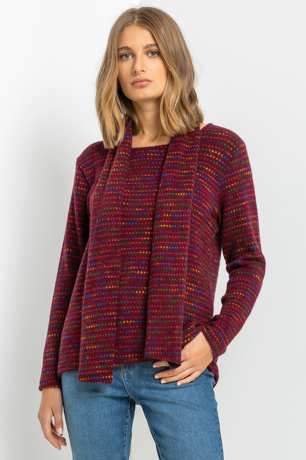 Textured Yarn Top with Scarf