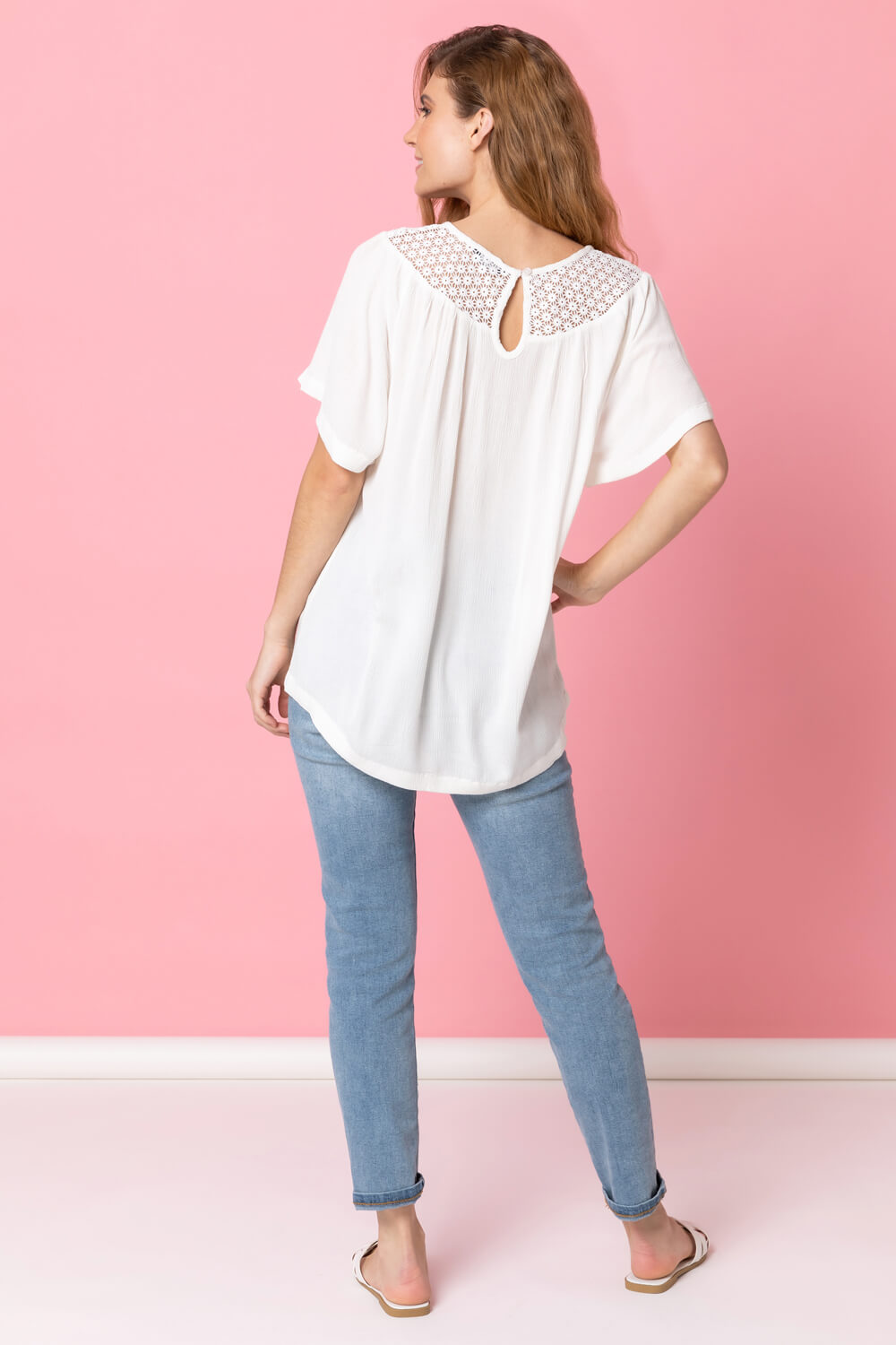 Ivory  Lace Panel Tunic Top, Image 2 of 4
