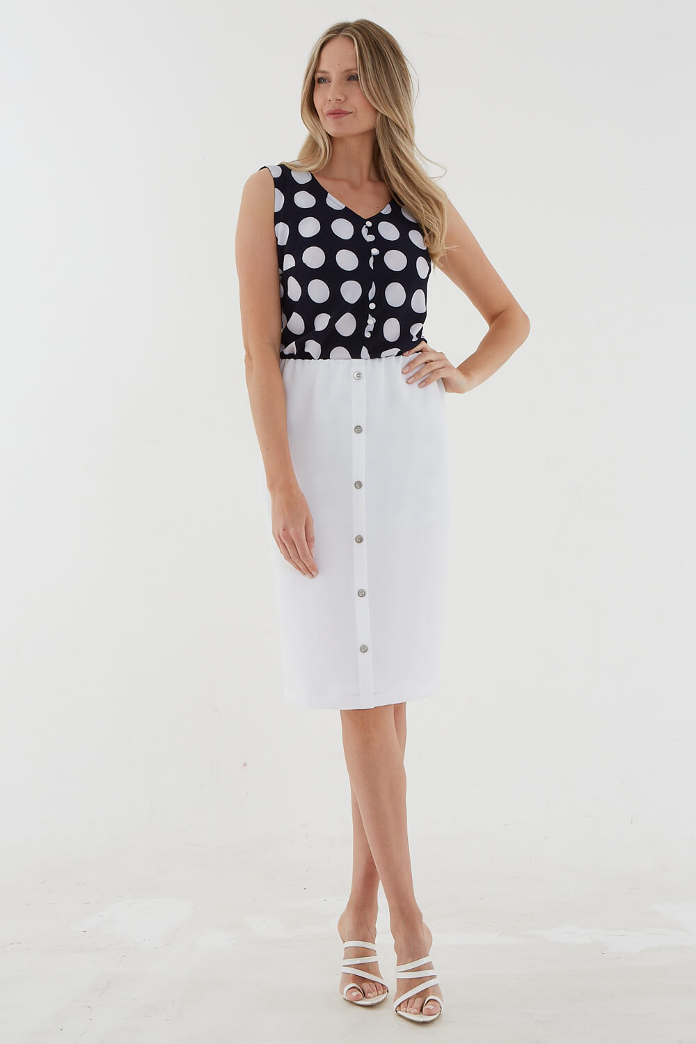 Julianna Knee Length Button Skirt