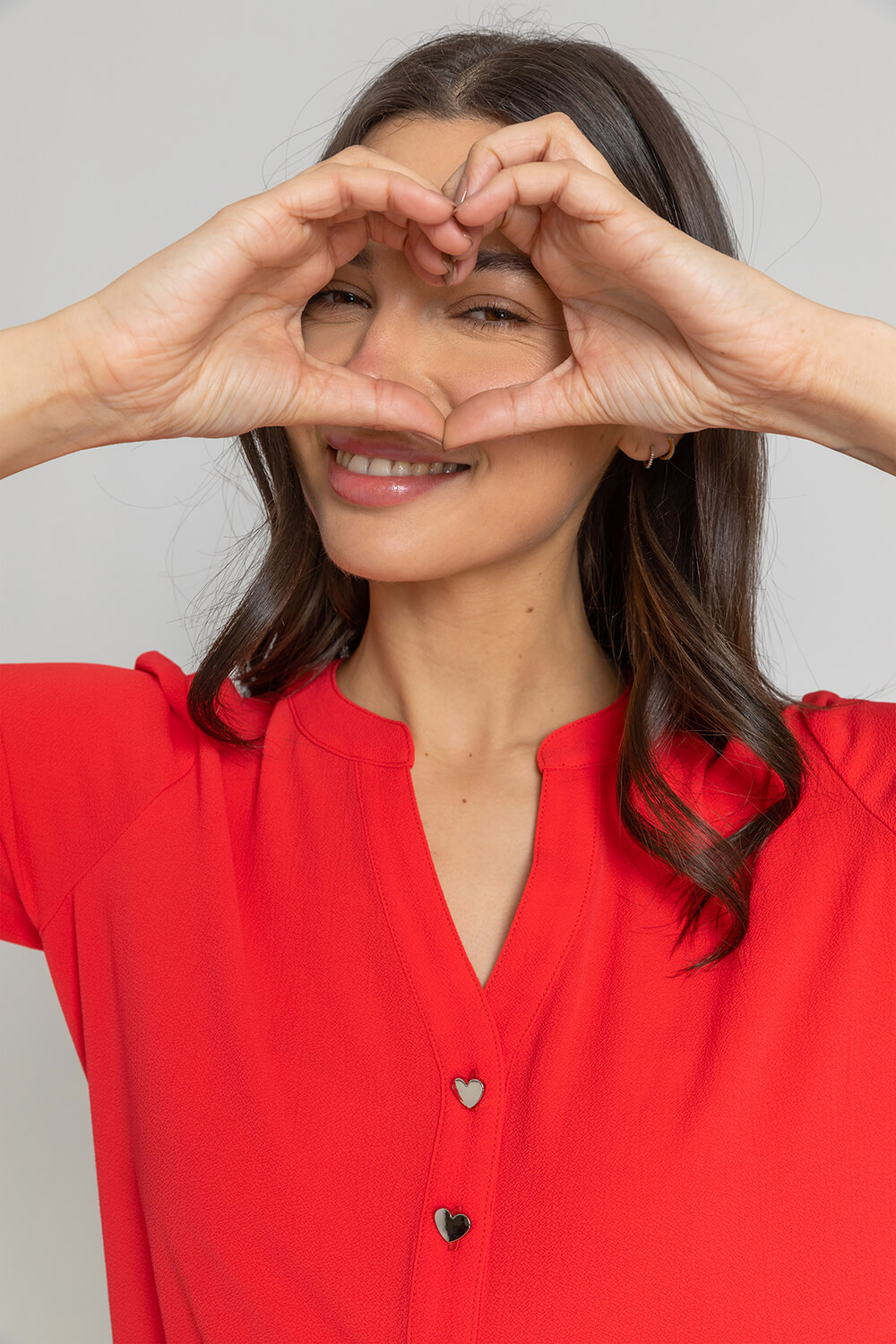 CORAL Longline Heart Button Detail Blouse, Image 5 of 5