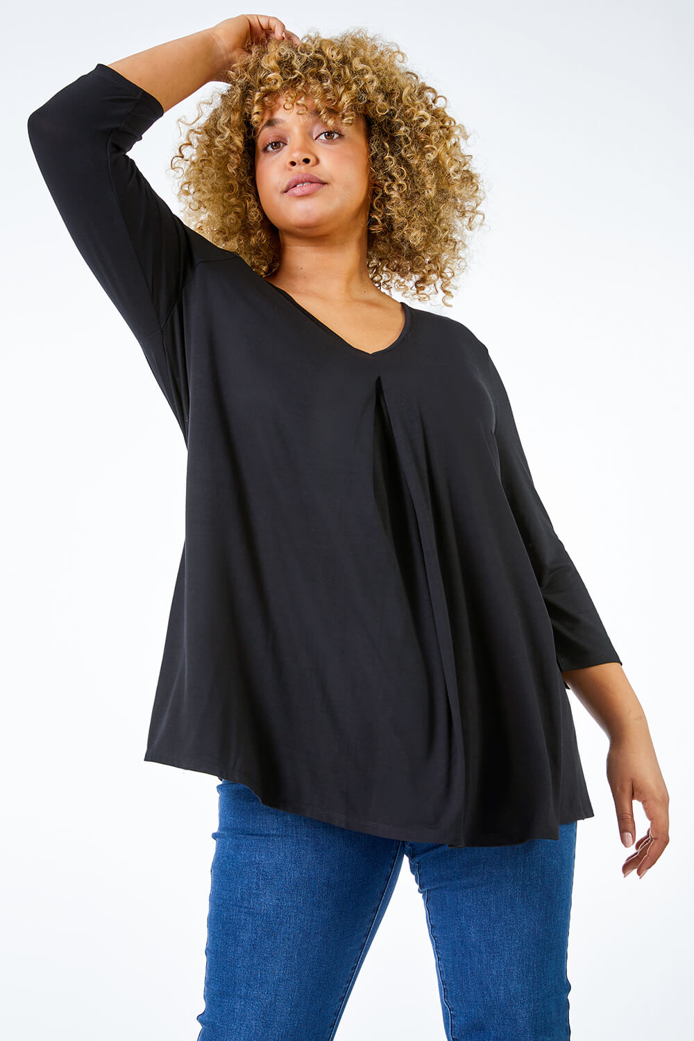 Curve Pleat Front Stretch Top