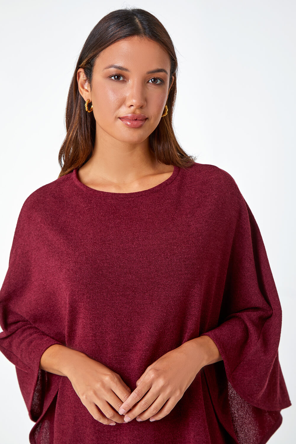 Wine Marl Overlay Stretch Top, Image 4 of 5