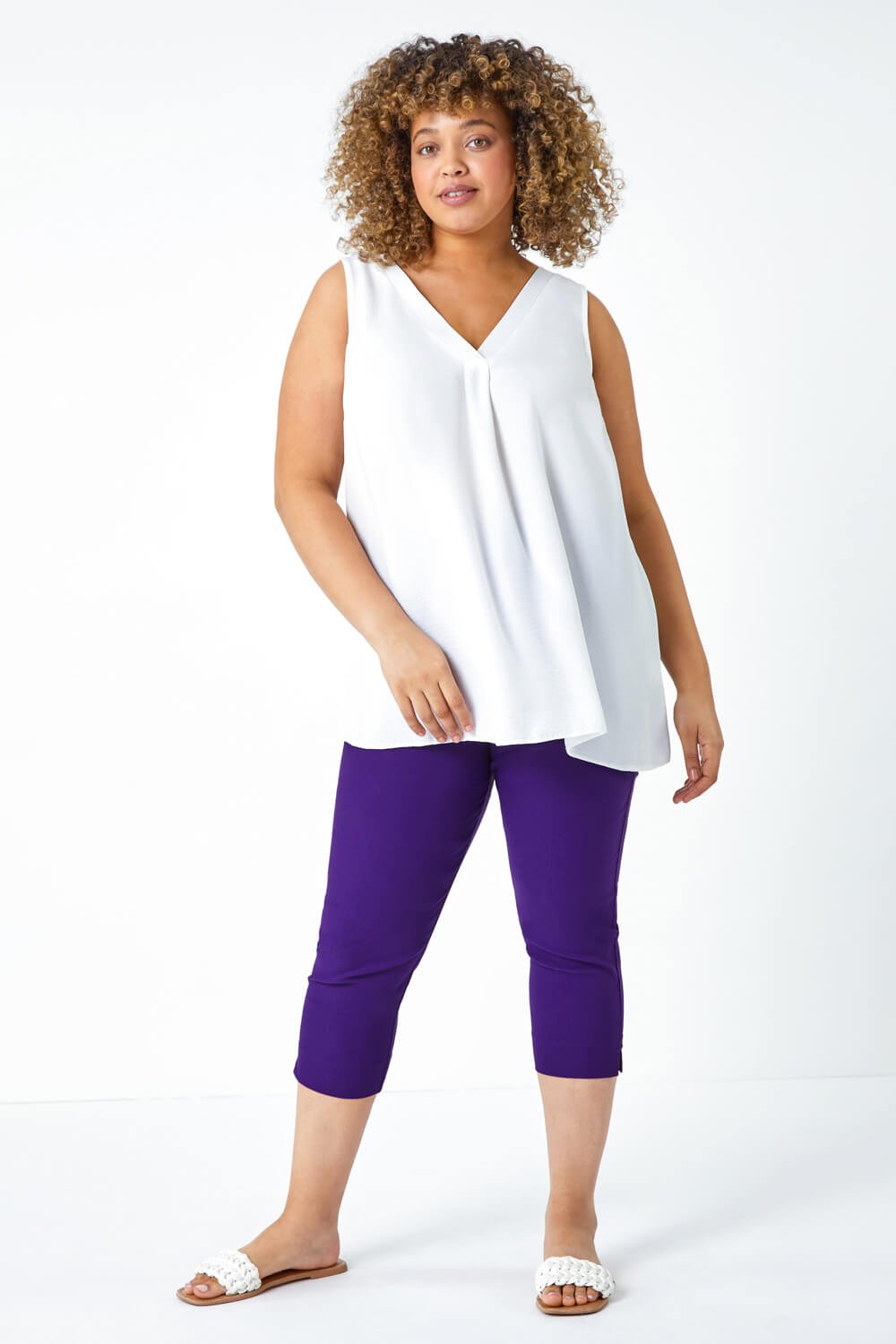 Purple Curve Cropped Stretch Trouser, Image 2 of 5