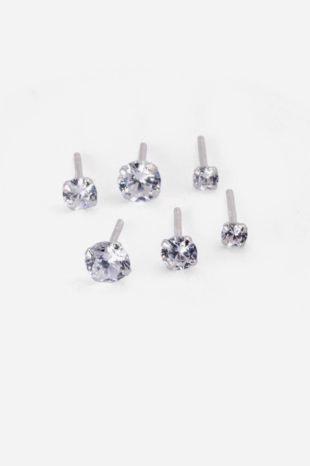 Sterling Silver Cubic Zirconia Stud Earring Set , Image 4 of 4