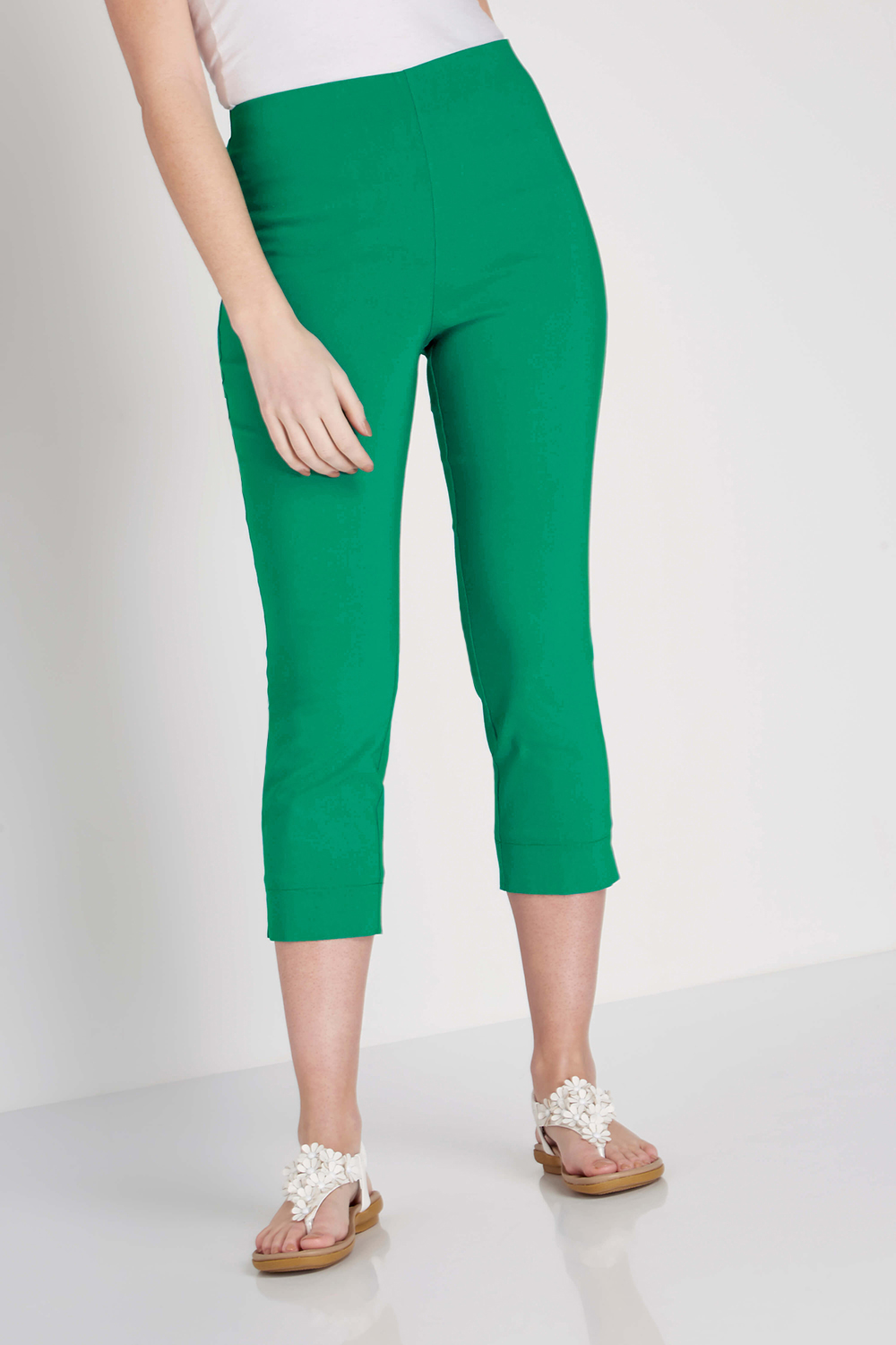 Emerald Green Cropped Stretch Trouser, Image 2 of 3