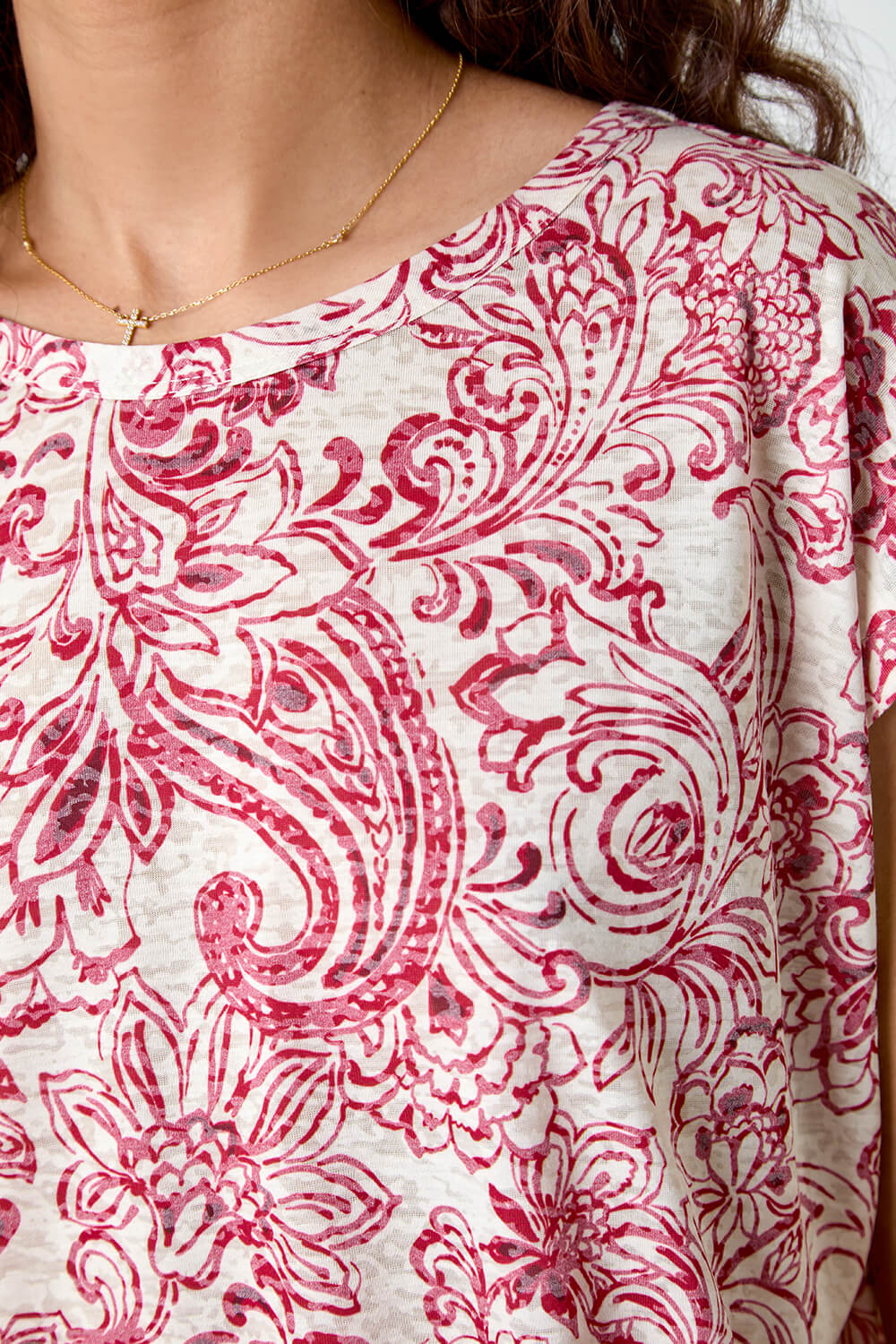 Red Textured Paisley Cocoon Top, Image 5 of 5