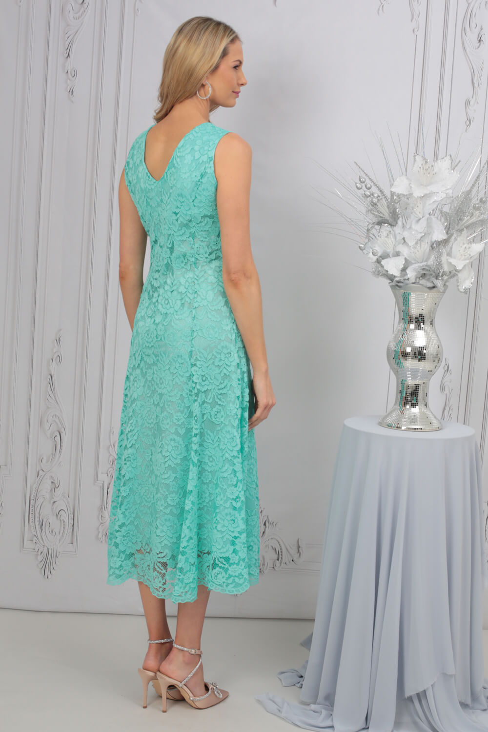 Aqua Julianna Lace Dress & Shrug Set, Image 4 of 5