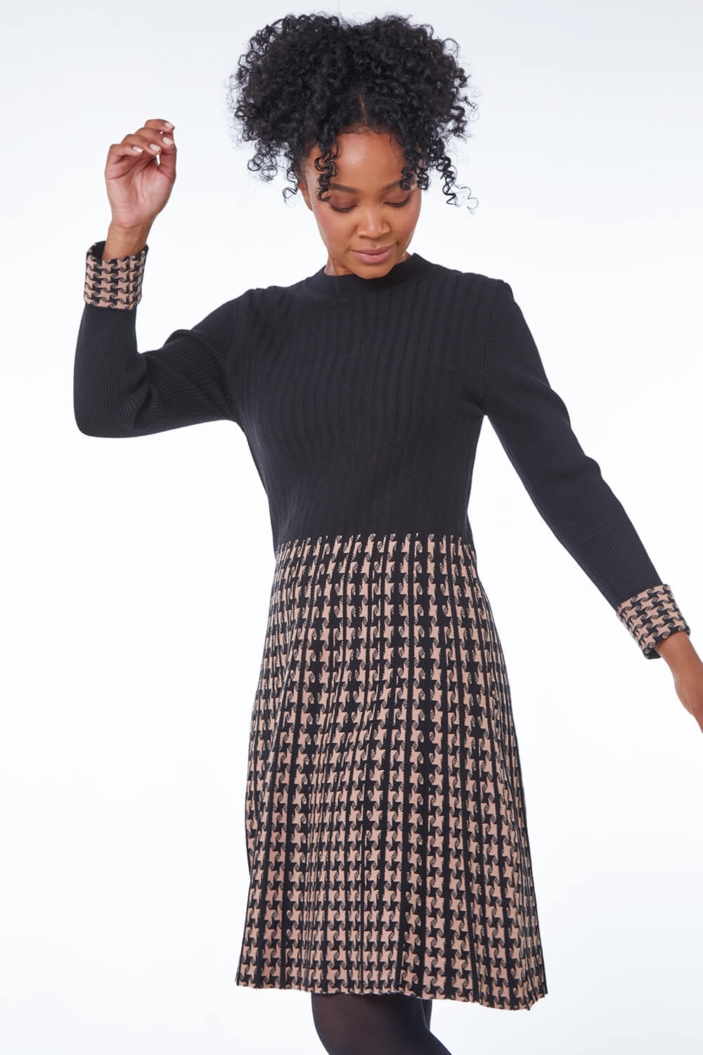 Petite Contrast Knitted Jumper Dress