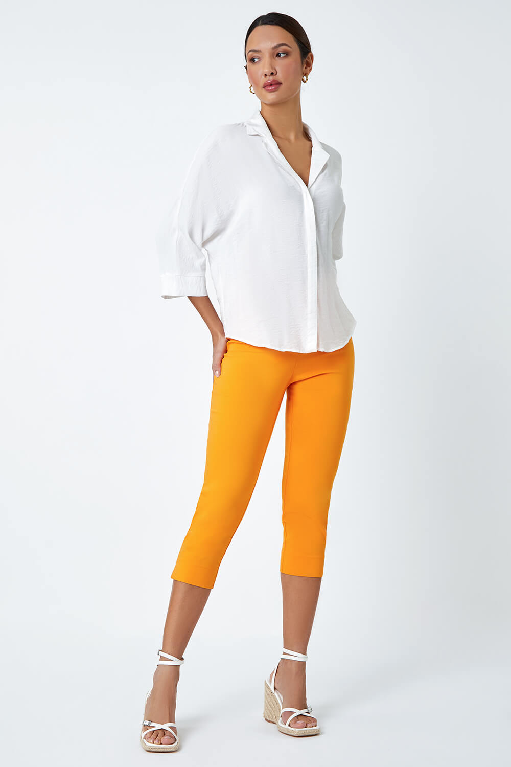 MANGO Cropped Stretch Trousers, Image 2 of 5