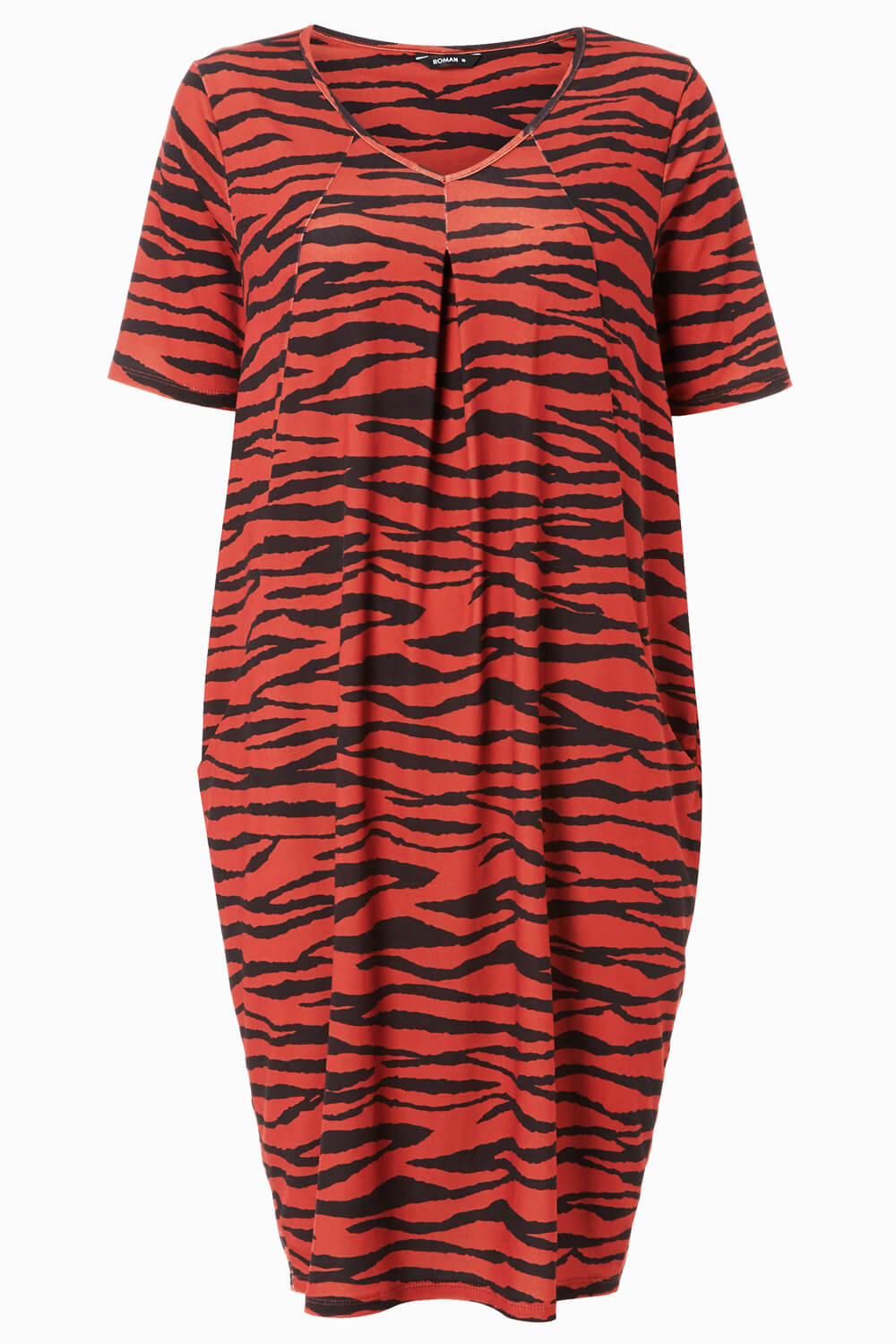 Rust Zebra Animal Print Shift Dress, Image 5 of 5