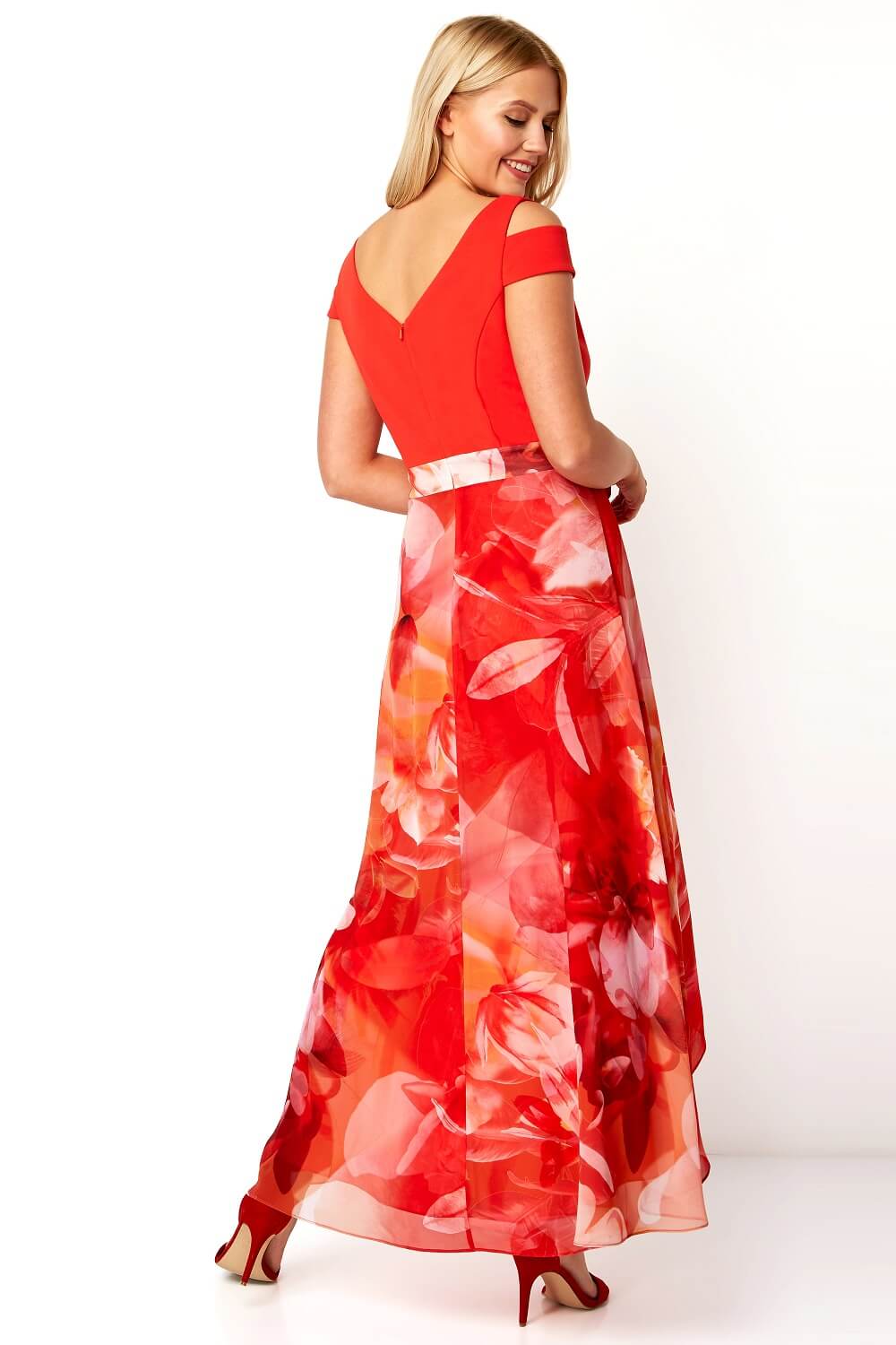 CORAL Floral Print Cold Shoulder Maxi Dress, Image 2 of 4